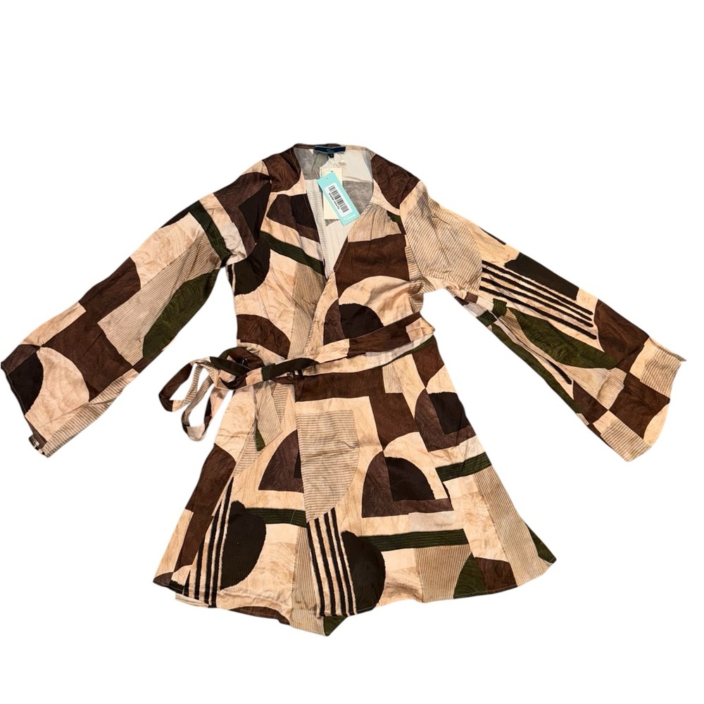 Anthropologie Brown and Green Patterned Dress